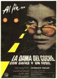 La Dame dans l'auto avec des lunettes et un fusil
